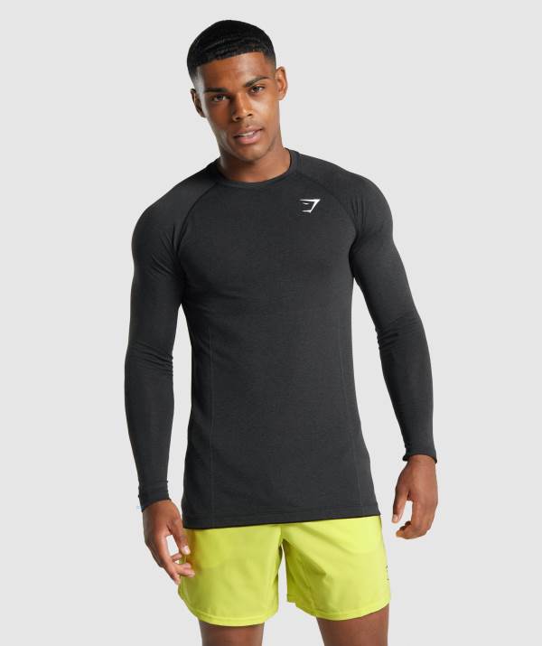 Panske Mikiny Gymshark Vital Light Seamless Long Sleeve Čierne | OY5193046